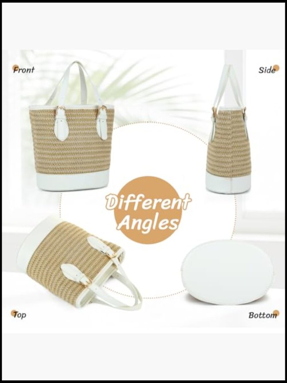 Straw Bucket Bag Woven Crossbody Beach Clutch Travel Top-handle Shoulder Purse - Picture 5 of 7